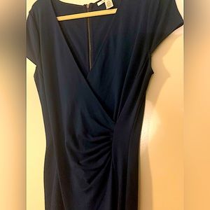 Kenneth Cole faux wrap dress zipper back navy 8